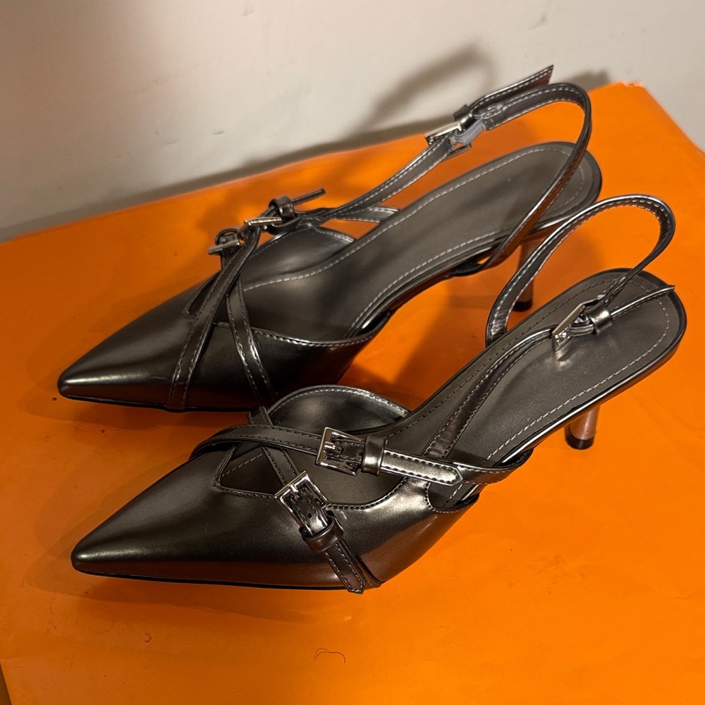 Platinum Slingback Heels